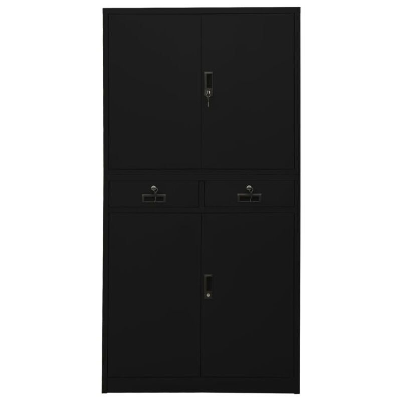 Office Cabinet Black 90x40x180 Steel B8K4