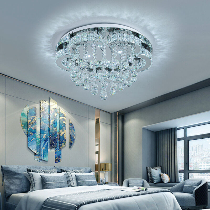 60cm LED Flower Crystal Ceiling Light Chandelier Living Room Dining Room 48W