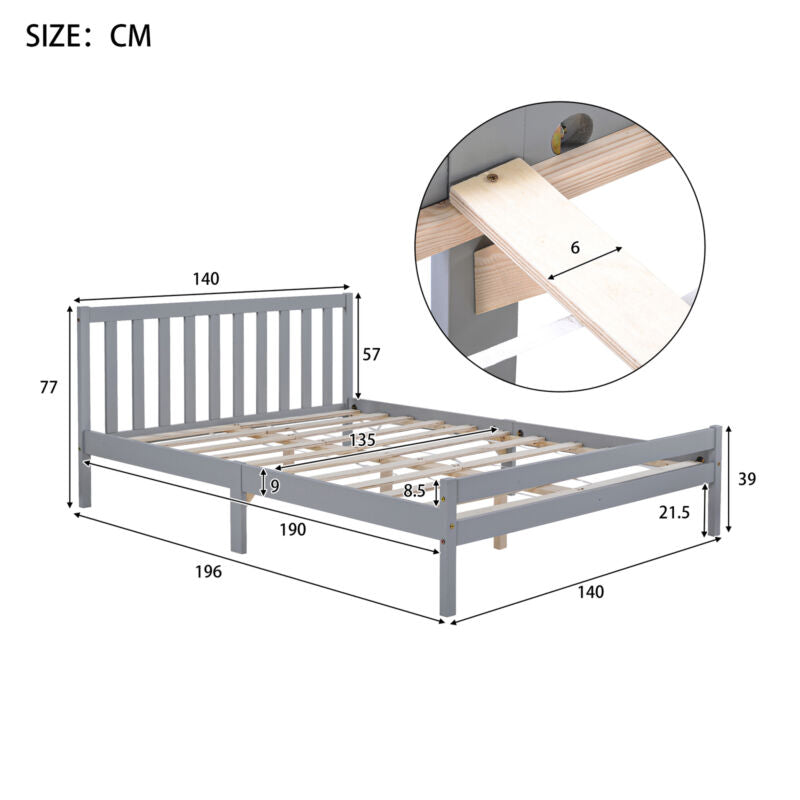 Wooden Bed frame Single Double Bed with Storage Drawers Kids Adults White Grey