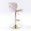 Set of 2 Velvet Bar Stools Adjustable Height Swivel Tufted Pub Bar Chairs MH