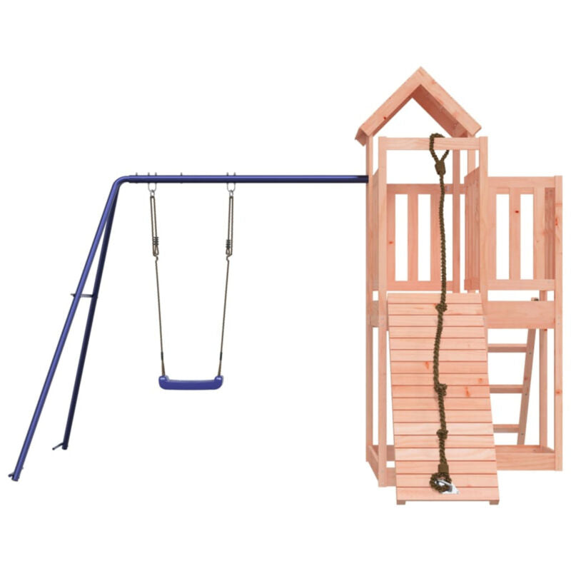 Playhouse with Climbing Wall Swing Solid Wood P9L3
