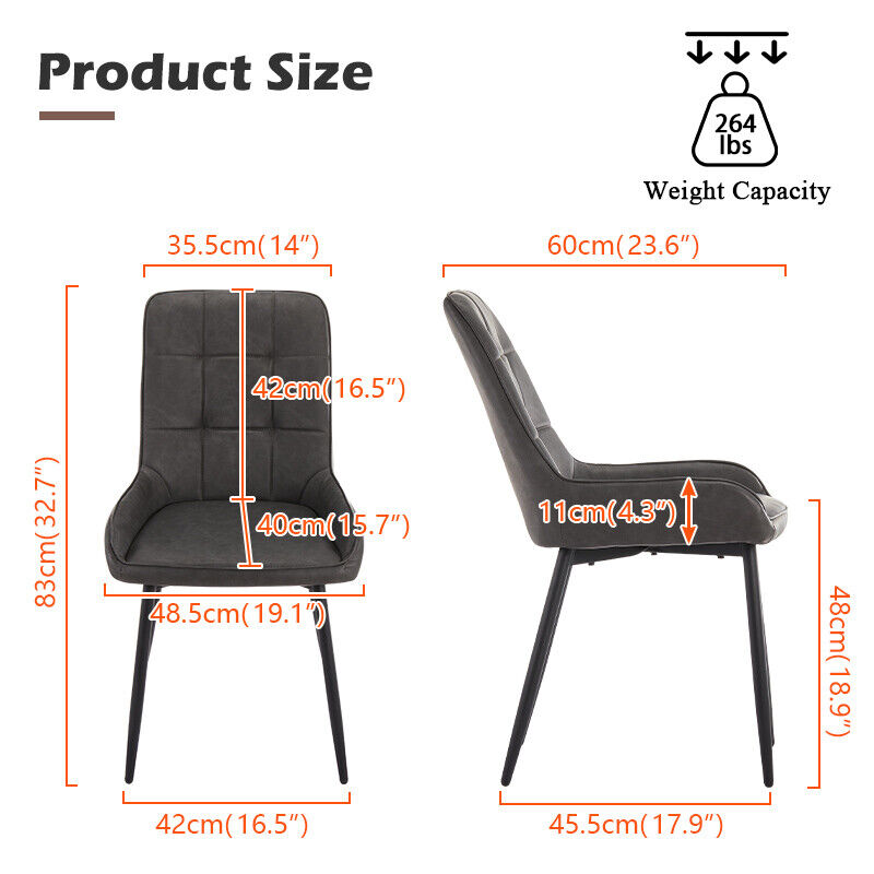 Set of 2 Dining Chairs Faux Leather/Velvet Upholstered Metal Legs Kitchen Chair