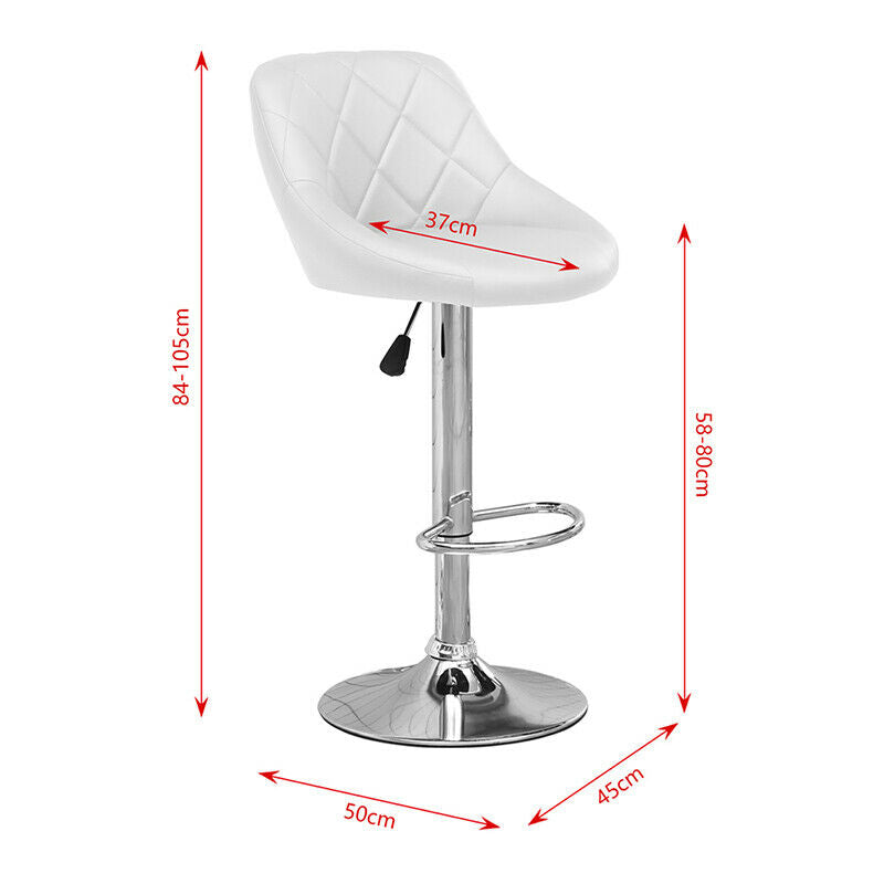 Set of 2 Bar Stools PU Leather Adjustable Height Gas Lift Chrome Base Home Pub