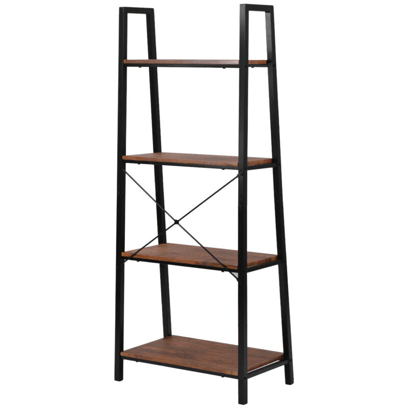4Tier Ladder Shelf Bookcase Bookshelf Storage Rack Frame Shelves for Living Room