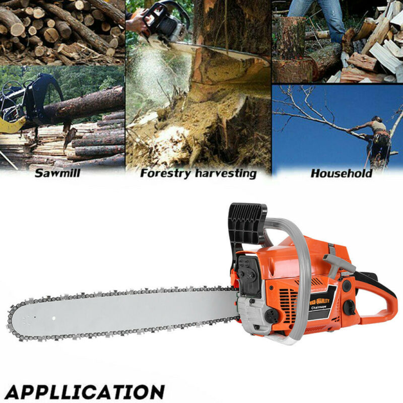 2700W 2-Stroke 52CC Petrol Chainsaw Easy Start E-Start Chain Saw 20" Heavy Duty