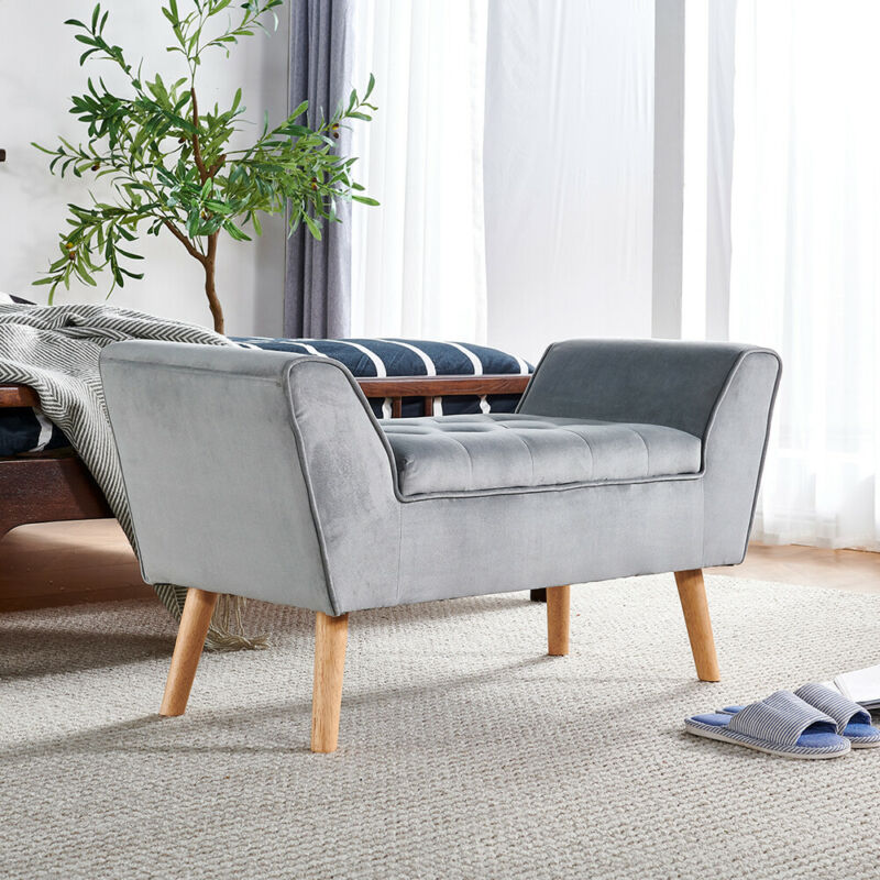 Storage Bench Footstool Ottoman Pouffe Stool Velvet Chair Upholstery Bedroom BN