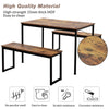 Dining Table and 2 Benches Set Industrial Kitchen Furniture Rustic Brown MW