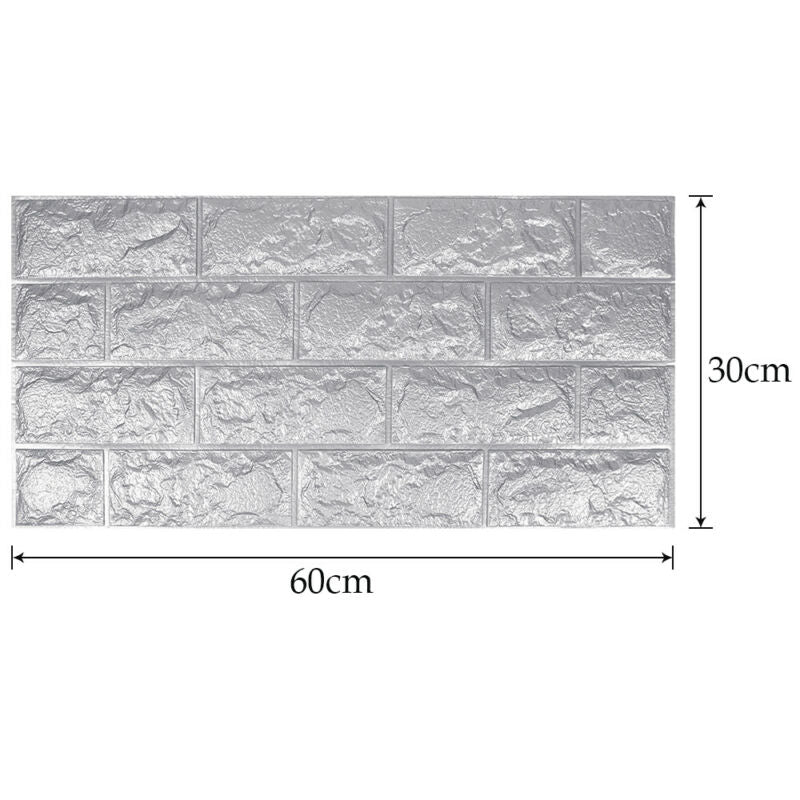 60*30cm 10Pcs 3D Brick Wall Stickers Self- Adhesive Panels Waterproof Tiles