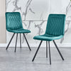 4 Pcs Green Velvet Dining Chairs Padded Seat Metal Legs Dining Room Kitchen Home