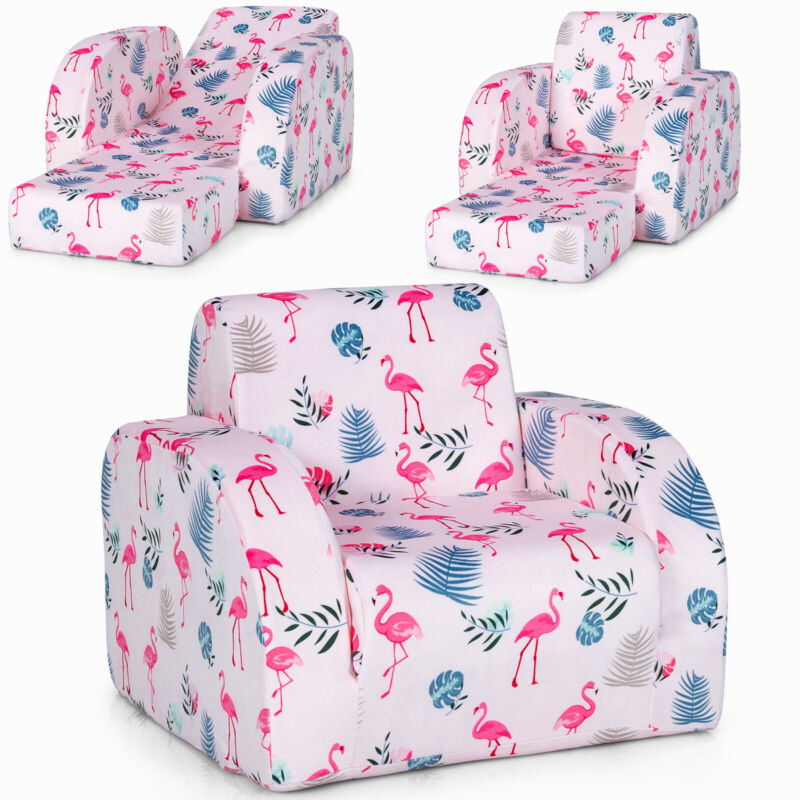 3 in 1 Kids Sofa Chair Children Flip Open Sofa Bed Toddler Soft Couch Lounger