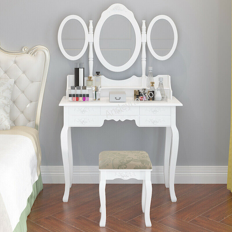 Modern Dressing Table Vanity Table Makeup Desk Dresser Set Home Bedroom Woman BN
