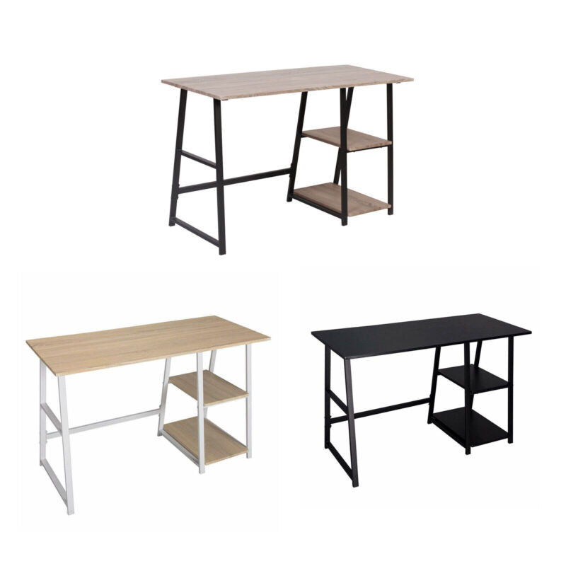 Computer Desk Writing Study Laptop Table w/ Storage Shelves Office Workstation