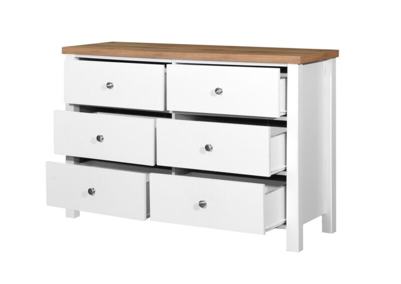 6 Drawer Bedroom Cabinet Bedside Chest Of Drawers White & Oak