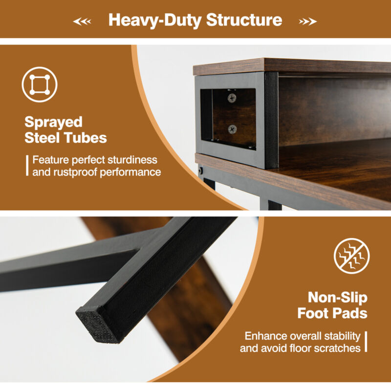 120cm Computer Desk Industrial Home Office Desk Study Writing Workstation Brown