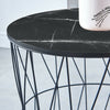 Set of 3 Nested Table Side Table Storage Basket Metal Wire Black Marble Effect