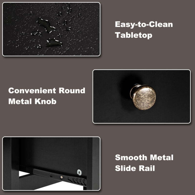 3 Drawers Computer Desk Modern Writing Desk Compact Laptop PC Table Workstation