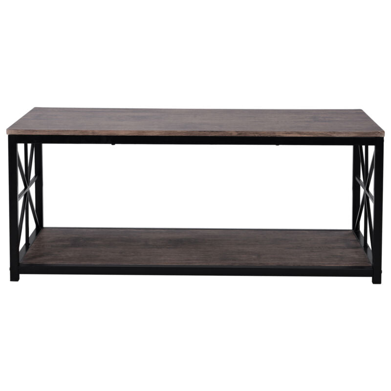Coffee Table Industrial Tea Table with Storage Shelf Living Room Furniture Side