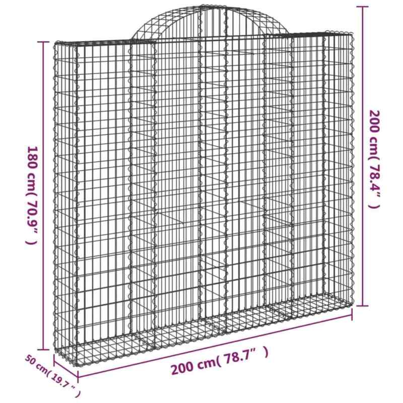Arched Gabion Baskets 3 pcs 200x50x180/200 Galvanised Q5Q7