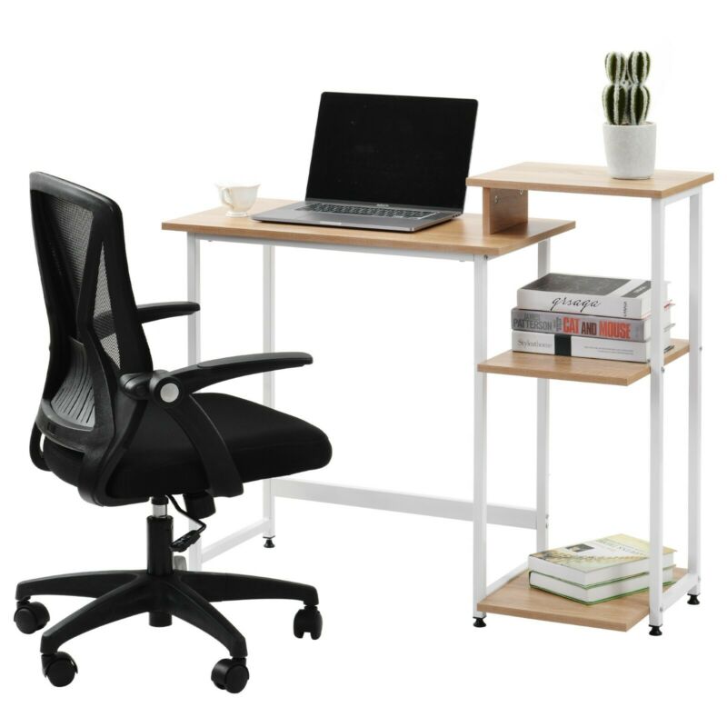 Computer Desk Home Office Study PC Writing Table Workstation Shelf Furniture UK