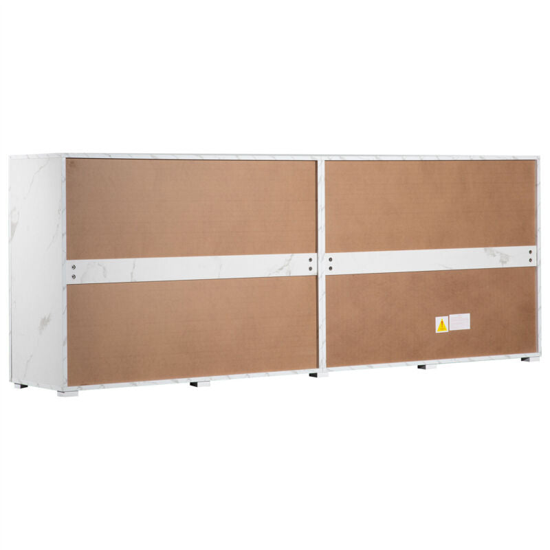 Sideboard 4 Door 2 Drawer Marble-Look Buffet Cupboard Storage Cabinet TV Unit