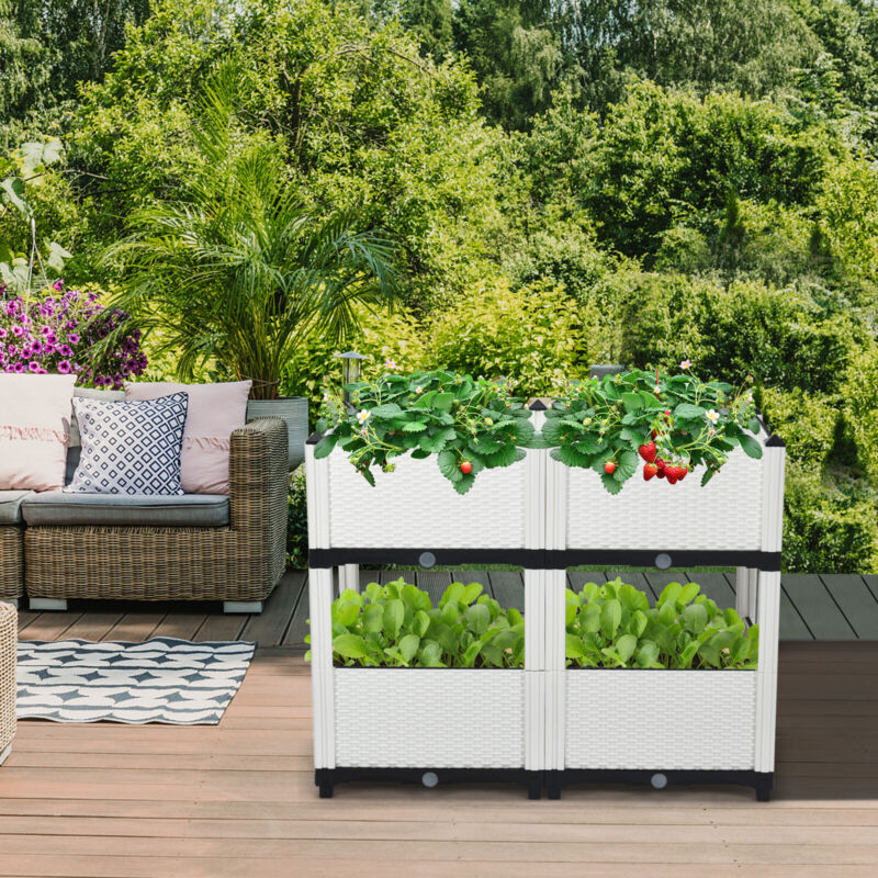 Set of 4 Raised Garden Bed Kits Elevated Flower Vegetable Herb Grow Planter Box