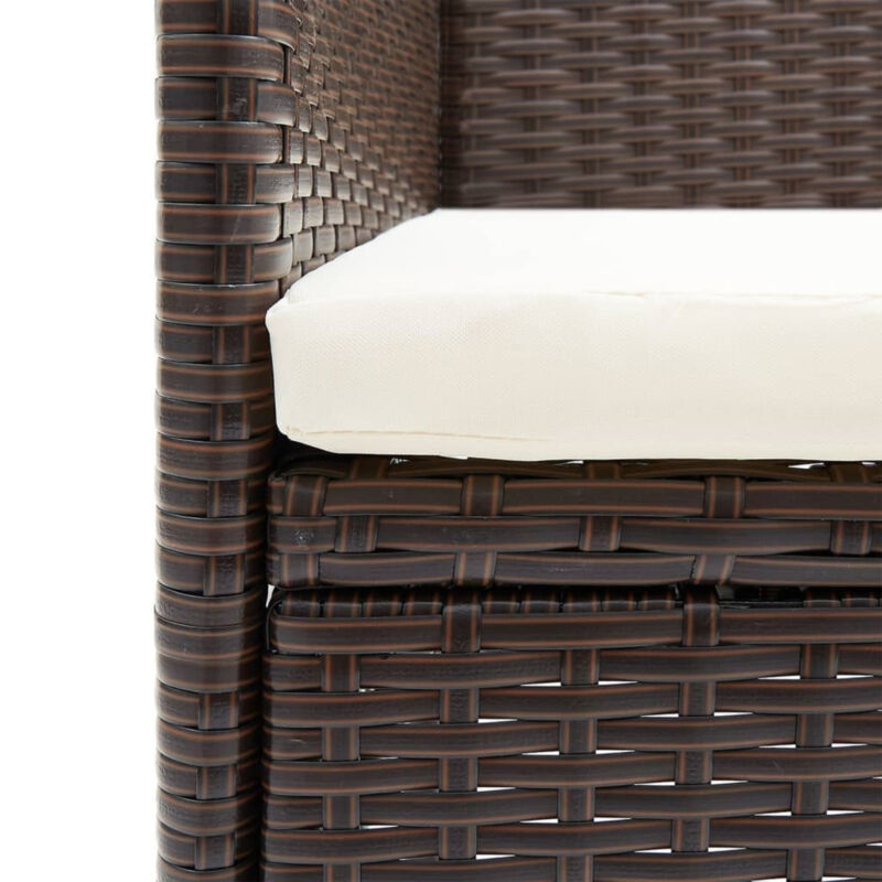 5 Piece Garden Dining Set with Cushions Poly Rattan Brown M7R0