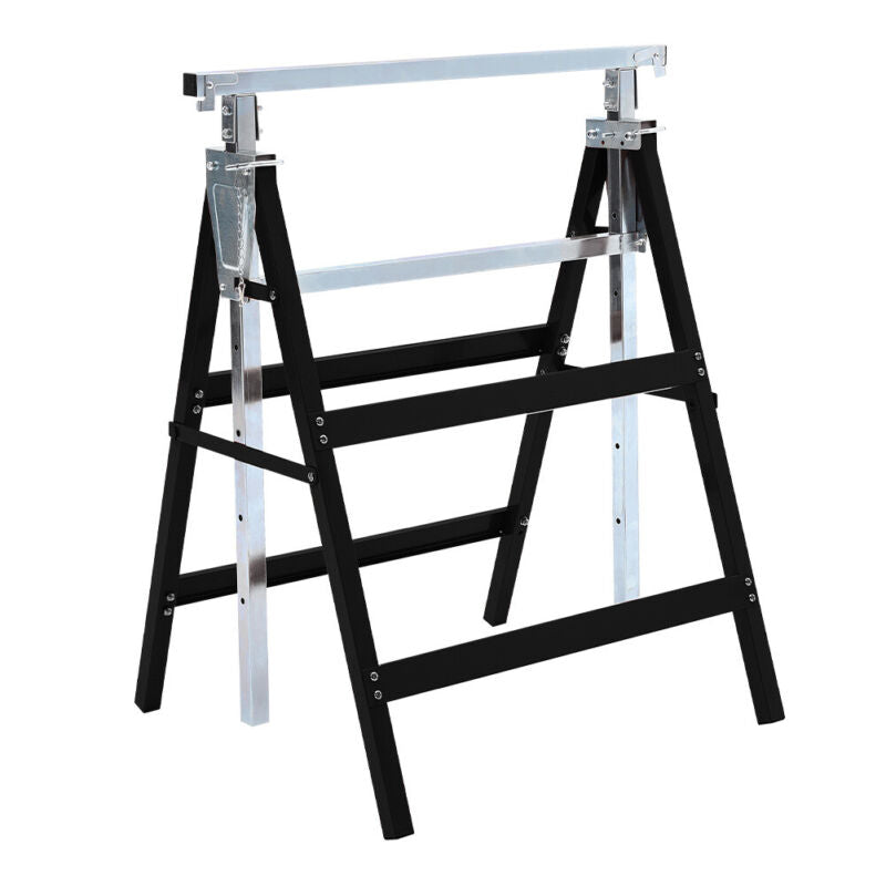 2 x Folding Trestle Steel Work Saw Horse Adjustable Height Sawhorses Stand 200KG