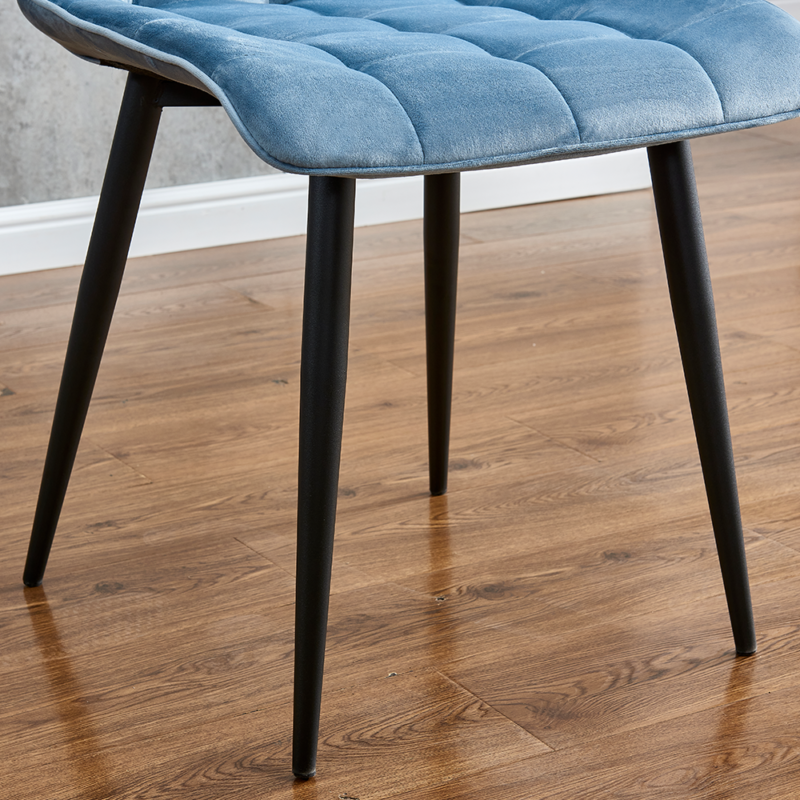 Set of 2 Dining Chair Velvet Soft Padded Seat and Backrest Metal Legs Kitchen