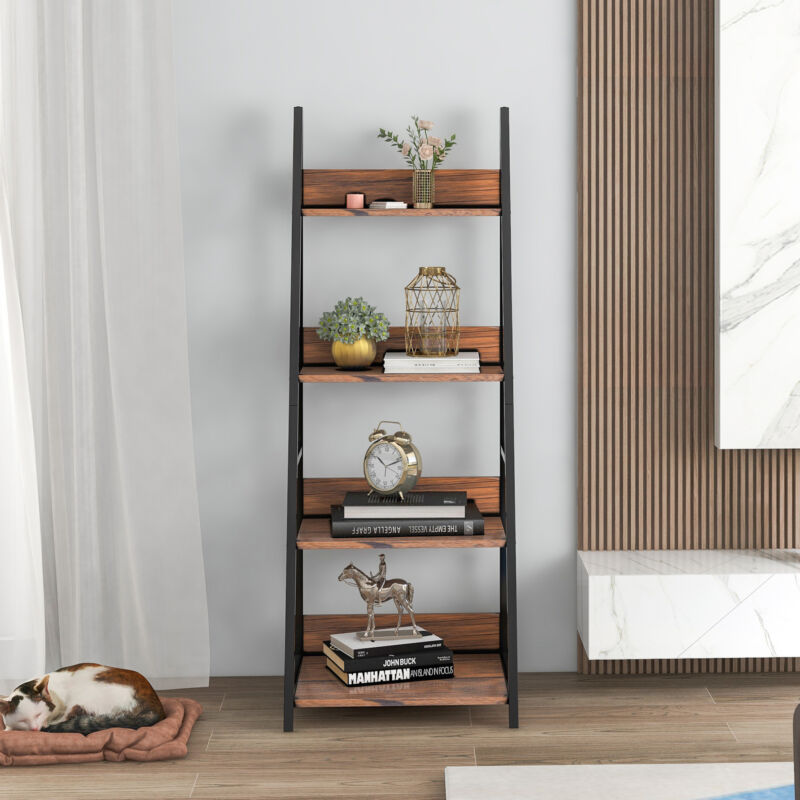 4 Tier Ladder Shelf Bookcase Display Storage Unit Free Standing Living Room