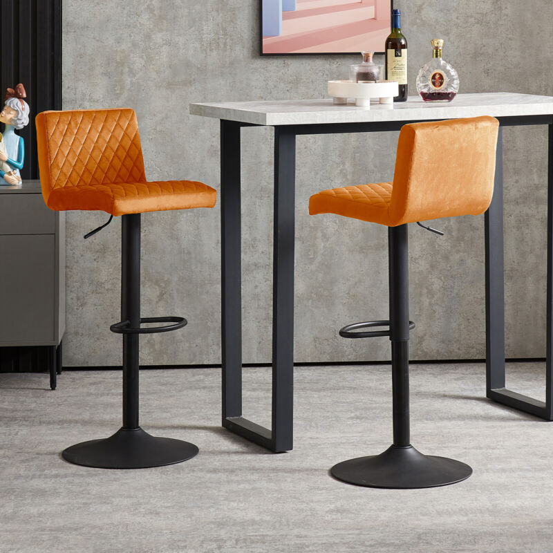 Set of Faux Matte Suede Leather/ Velvet Seat Bar Stools