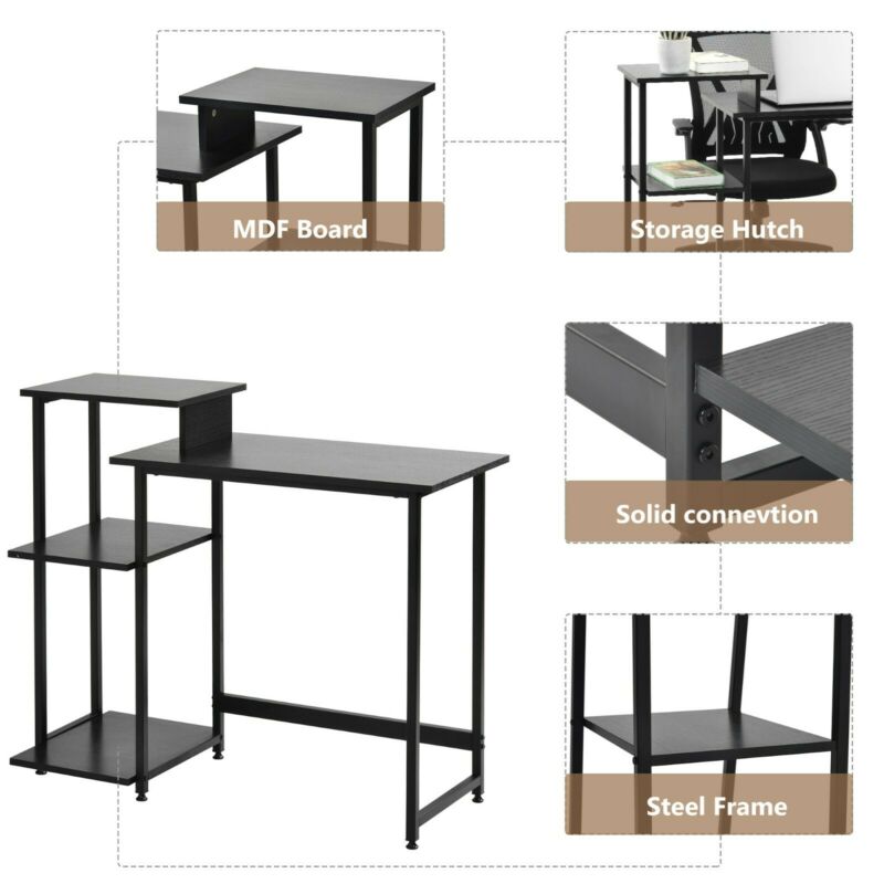 Computer Desk Home Office Study PC Writing Table Workstation Shelf Furniture UK