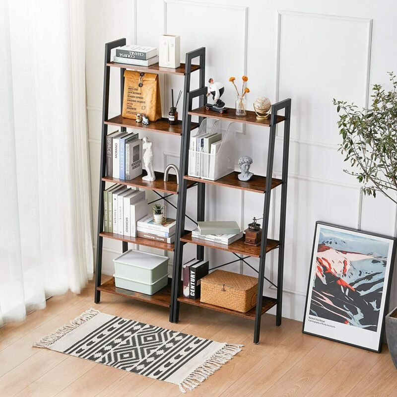 5 Tier Metal Ladder Shelf Shelving Display Rack Plant Stand Storage Shelves Home