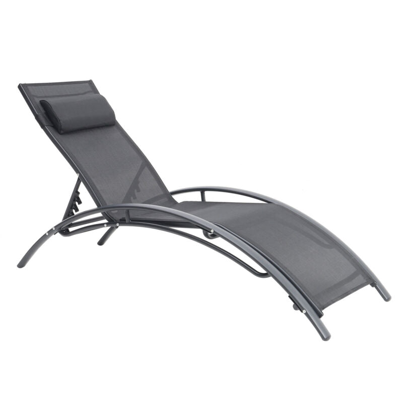 2pcs Garden Sun Lounger Relaxing Reclining Chair Day Bed Adjustable Backrest