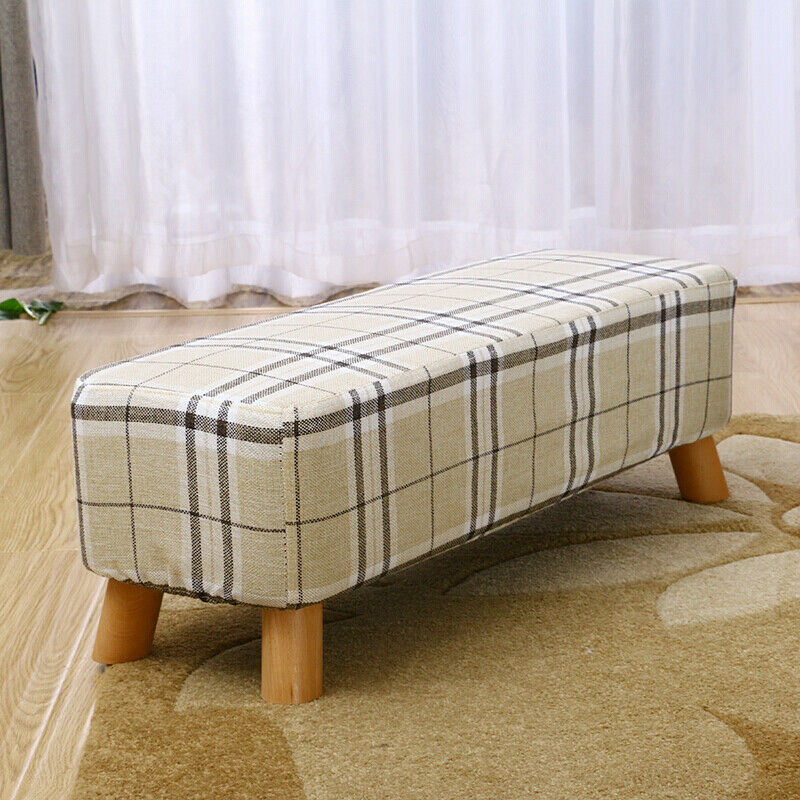 Linen Fabric Footstool Foot Rest Stool Pouffe Ottoman Seat Living Room Furniture
