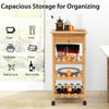 4-Tier Storage Utility Cart Bamboo Kitchen Trolley Rolling kitchen Island Dining