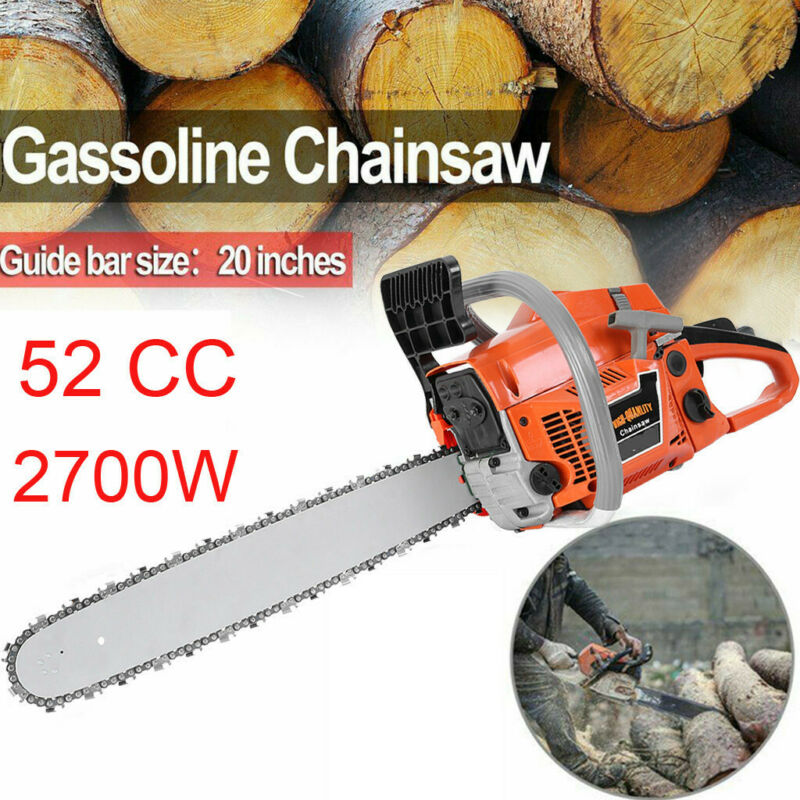 2700W 2-Stroke 52CC Petrol Chainsaw Easy Start E-Start Chain Saw 20" Heavy Duty