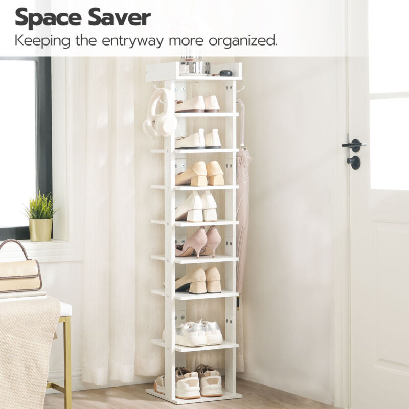 Tall entryway store shoe rack