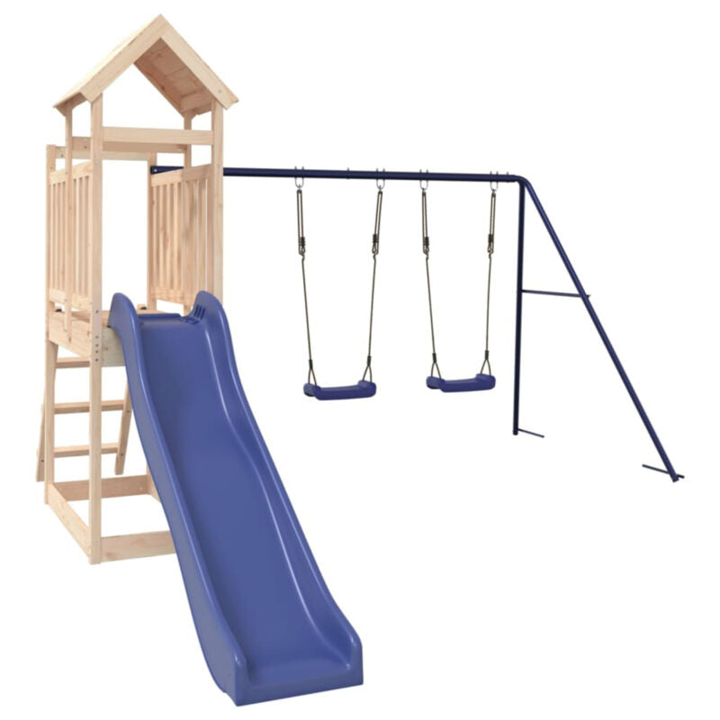 Playhouse with Slide Swings Solid Wood Pine M5E1