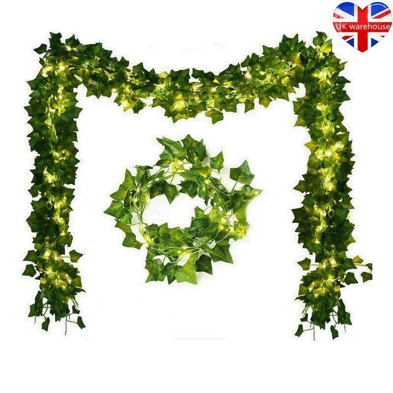 2M/10M LED Leaves Ivy Leaf Garland Fairy String Lights Party Garden Decor Lamp