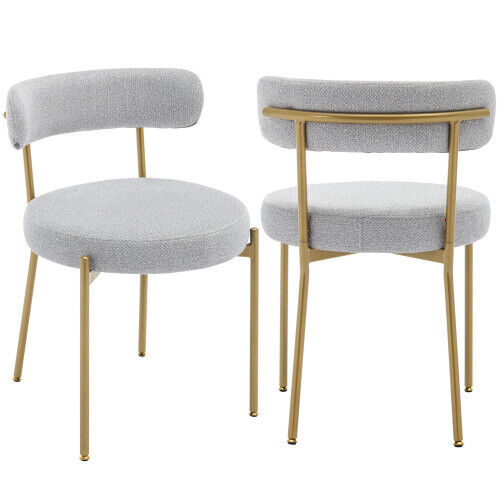 Set of 2 Dining Chairs Upholstered Accent Chairs Kitchen Chairs w/ Metal Legs MR