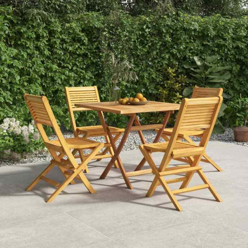 5 Piece Garden Dining Set Solid Wood Teak I6Q5