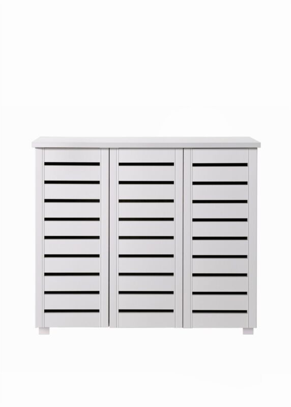 5 Tier Shoe Storage Cabinet 3 Door Cupboard Stand Rack Unit White