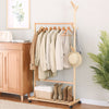 Wooden Clothes Rail Rack Garment Hanging Display Coat Storage Shelf Stand Wheels