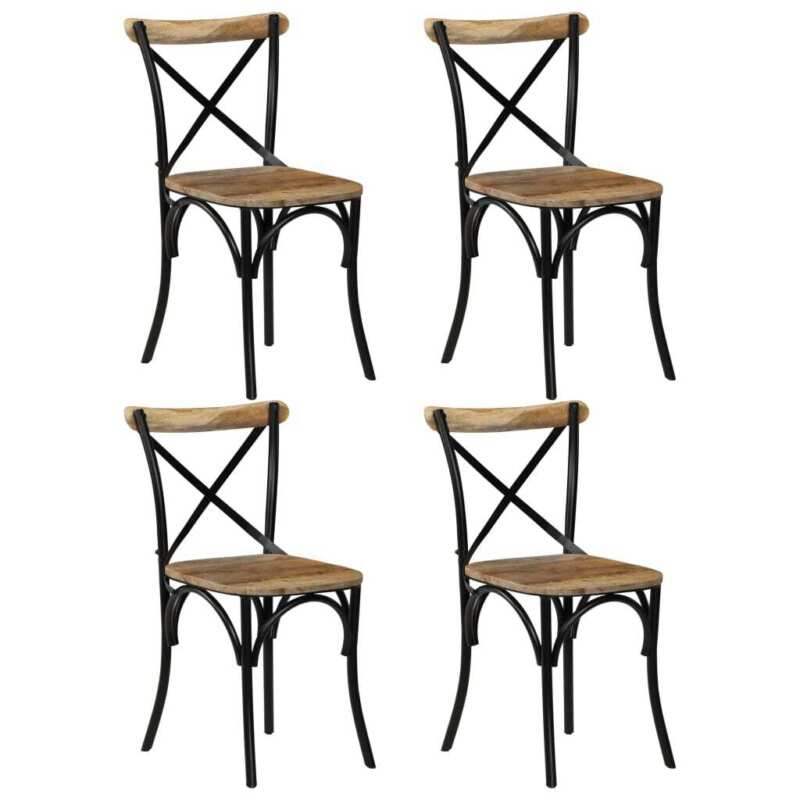 Chairs 4 pcs Black Solid Wood P3C5