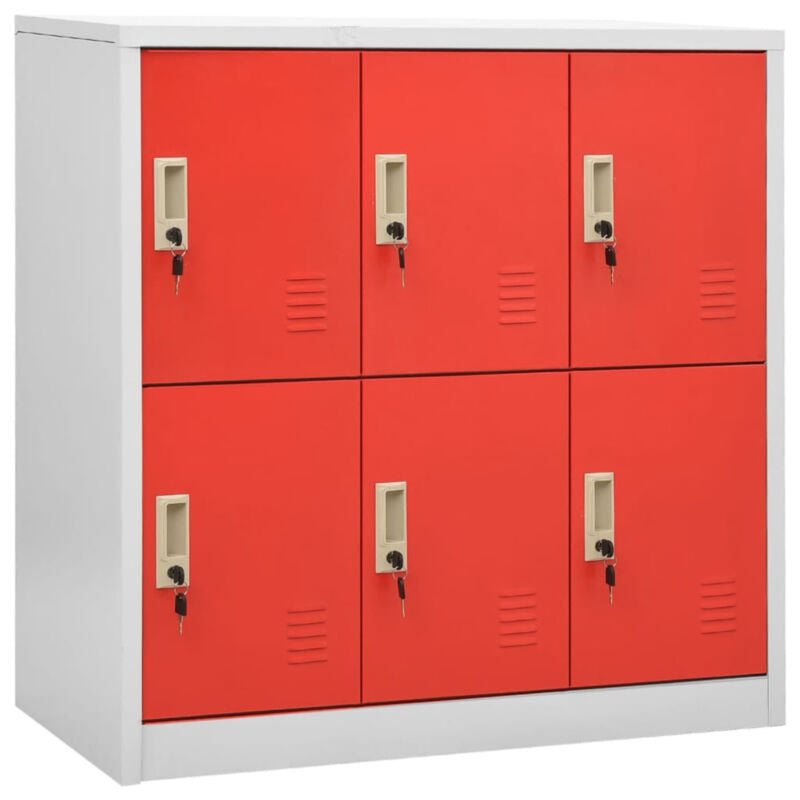 Locker Cabinets 2 pcs Grey and Red 90x45x92.5 Steel M3Q6