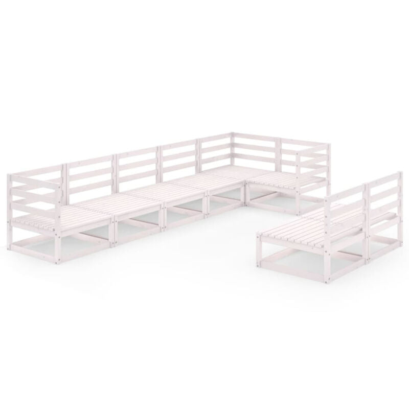 8 Piece Garden Set White Solid Pinewood E3I4