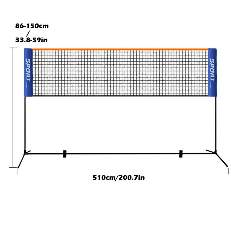 16FT Portable Volleyball Tennis Net Badminton Stand Set Poles Stand Frame & Bag