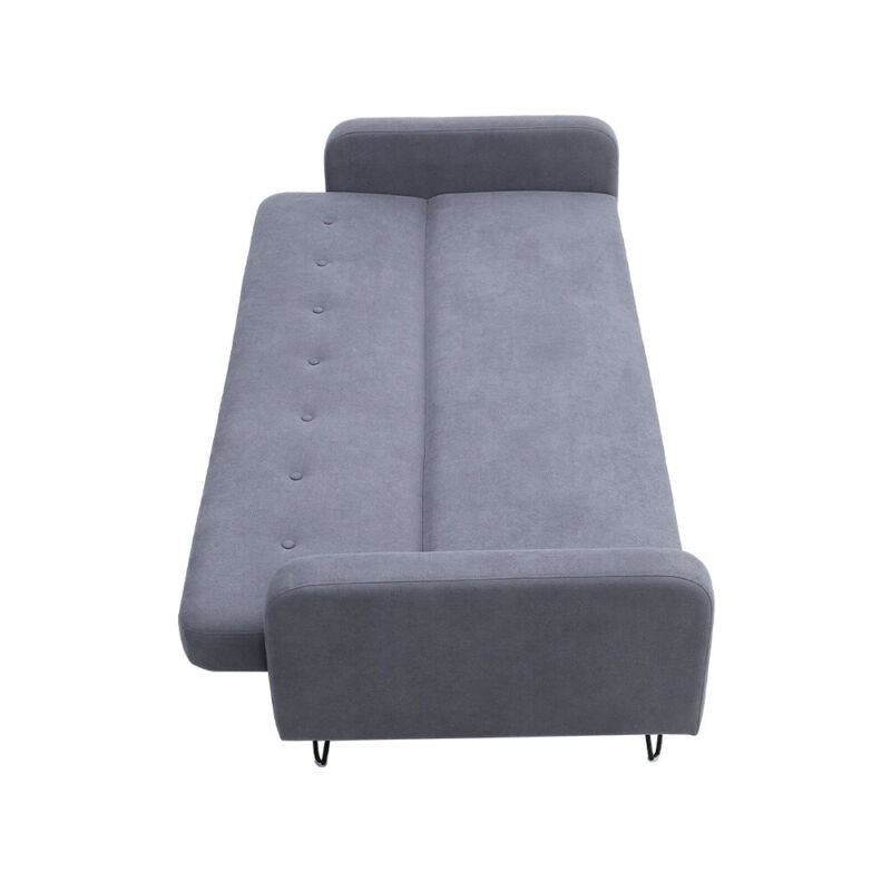 3-Seater Sofa Bed Click Clack Button Tufted Settee Recliner Couch Green Grey Bed
