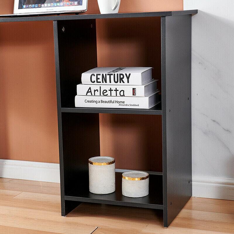 L-Shaped Computer Desk Corner PC Table Home Office with Shelves Large Space BN