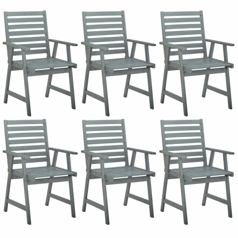 Outdoor Dining Chairs 6 pcs Grey Solid Acacia Wood I5Q7
